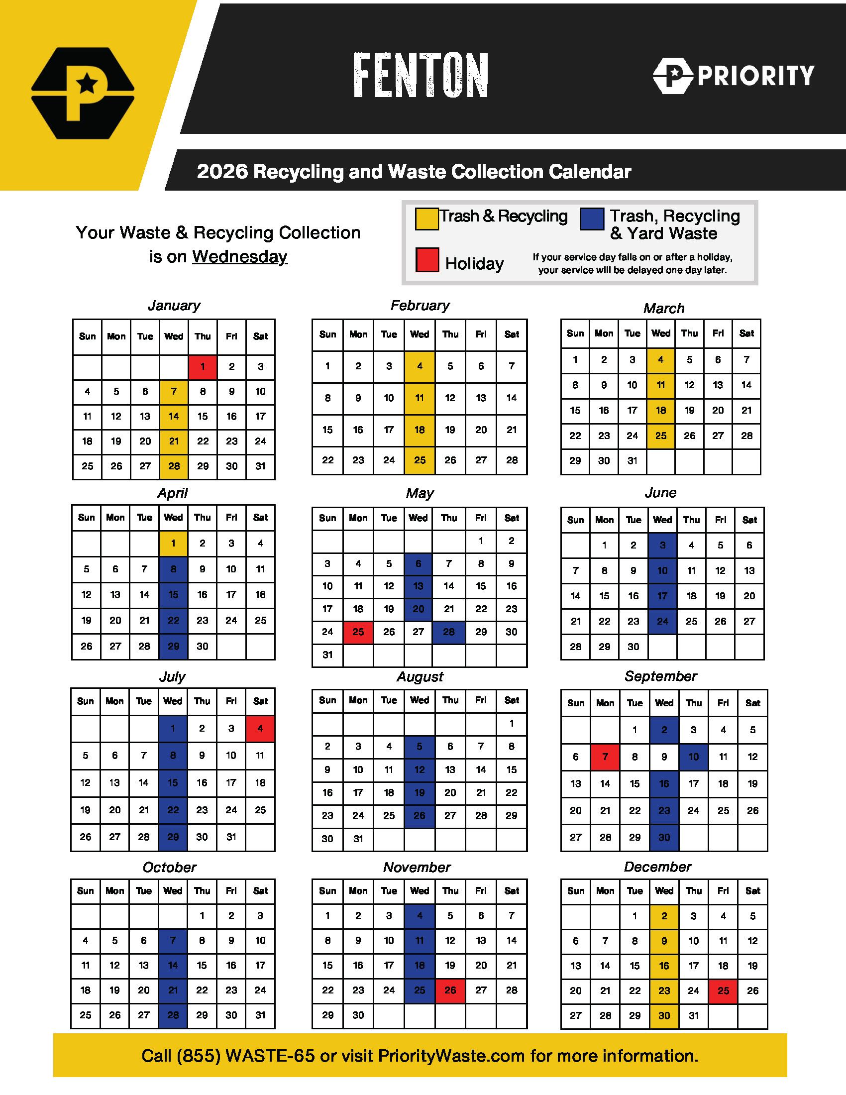 Fenton 2026 Calendar
